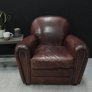 Vintage Inspired Design Leather Art Deco Armchair