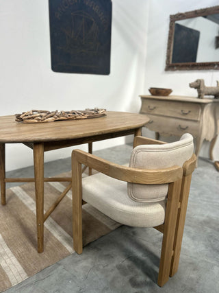 Bella Upholstered Dining Chair, Solid Teak Wood